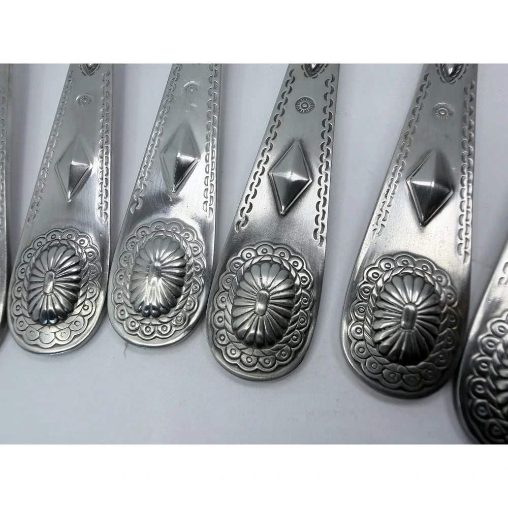 Wallace TAOS Stainless Southwest Motif Set of 8 Teaspoons 6 3/8